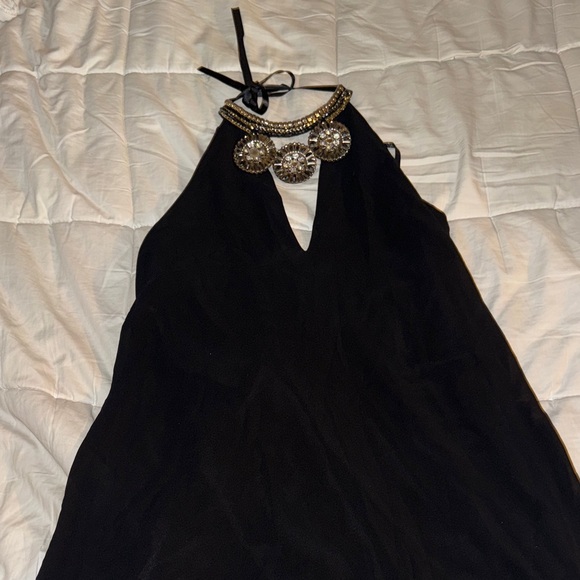 bebe Black Mini Dress with Gold Accents - Picture 1 of 7